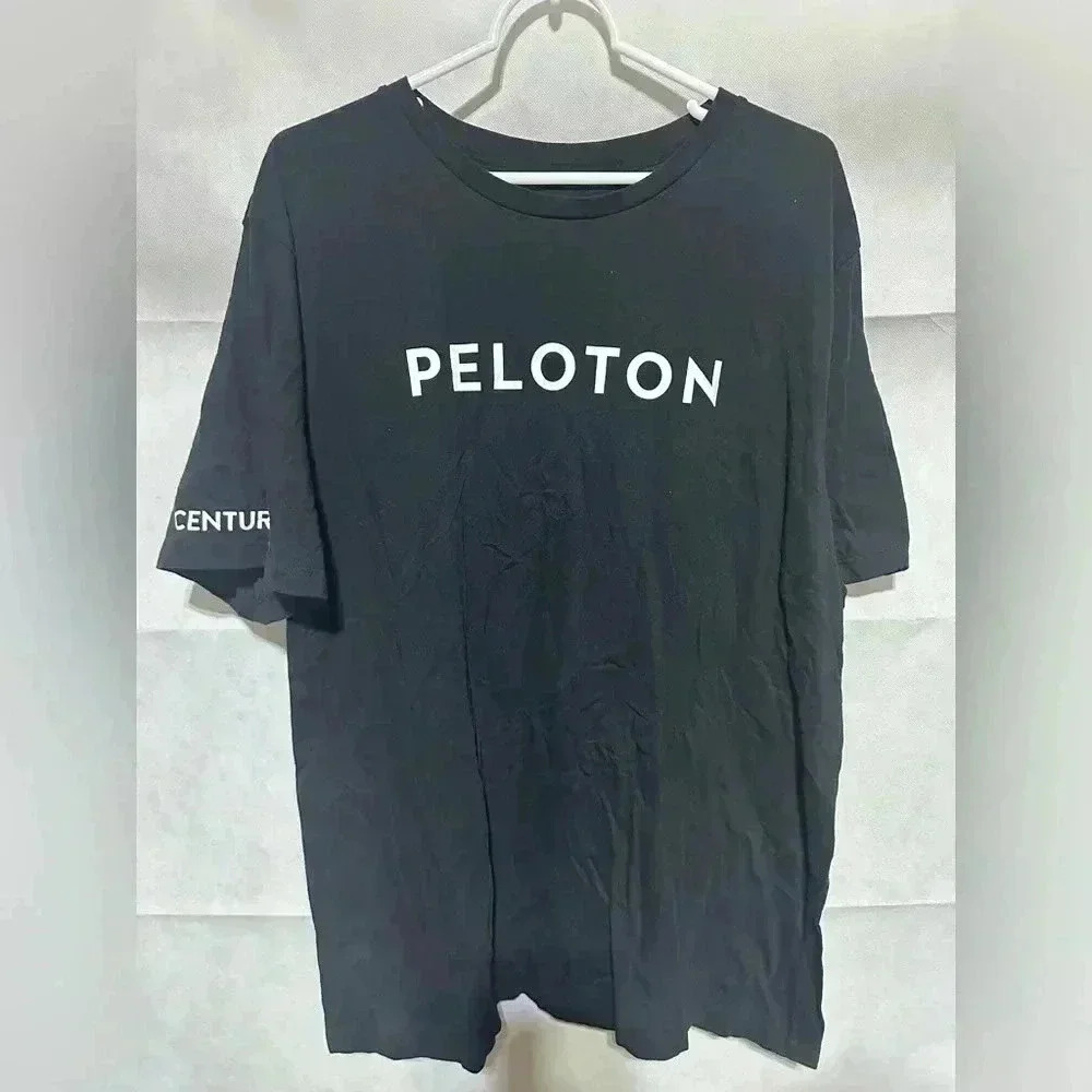 Peleton T-Shirt Logo Century Ride Cycling Biking Tee Workout Black Size 2XL